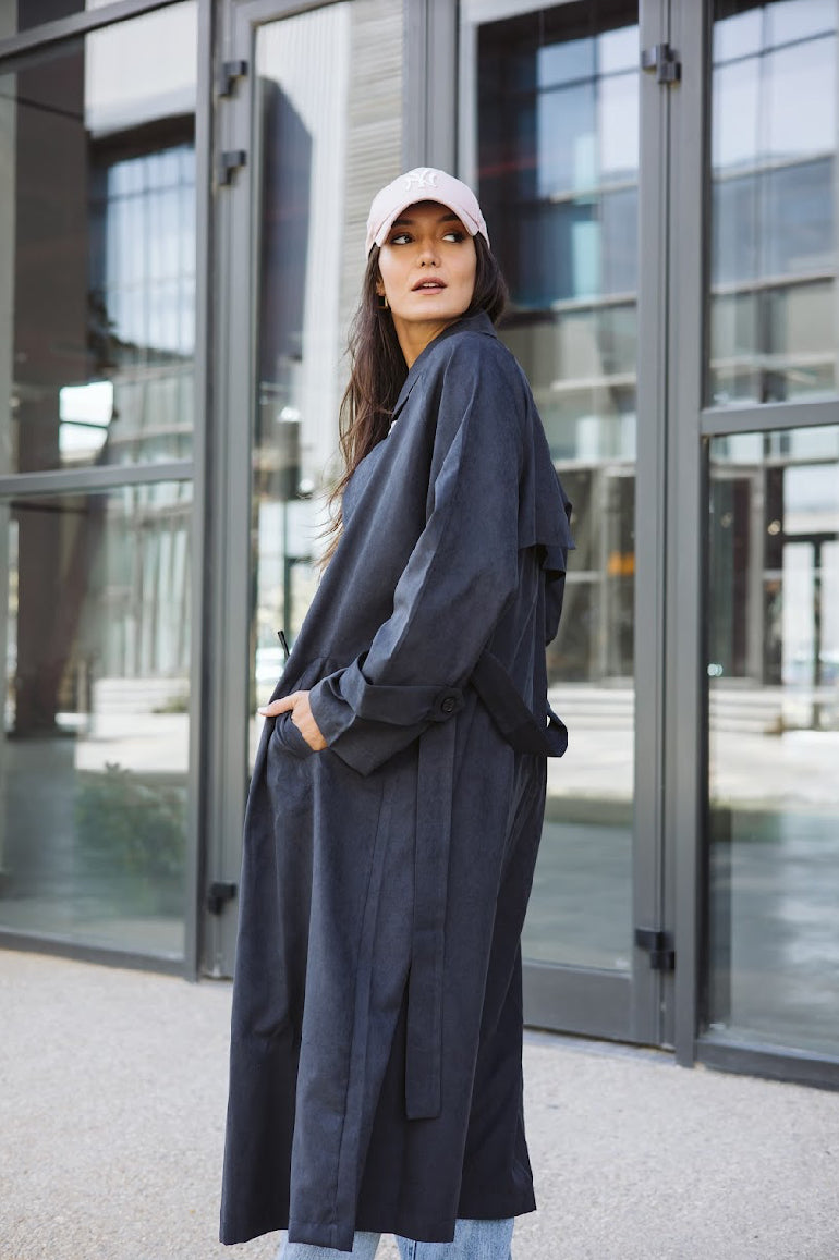 Nmcaddy L/S Long Coat Fwd Noos, dark grey melange, L