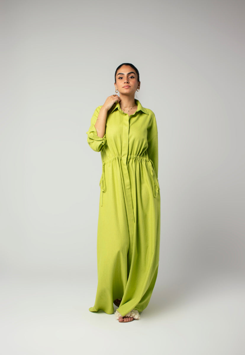 Lime green sales linen dress