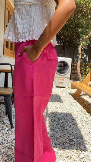 Hot pink Linen pants
