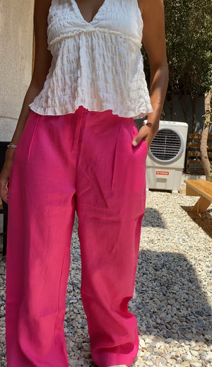 Hot pink Linen pants