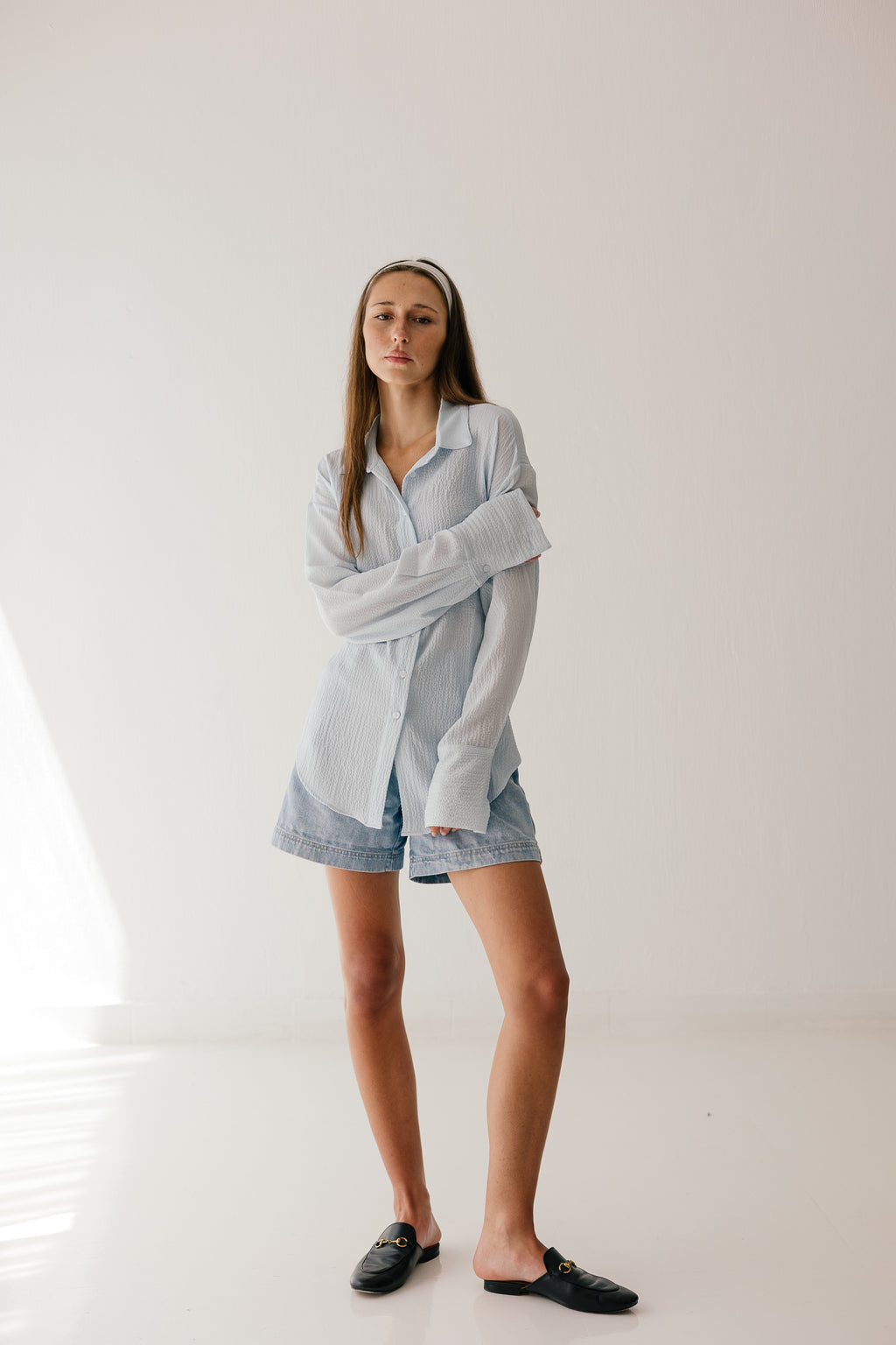 Back-wrap shirt in sky Blue