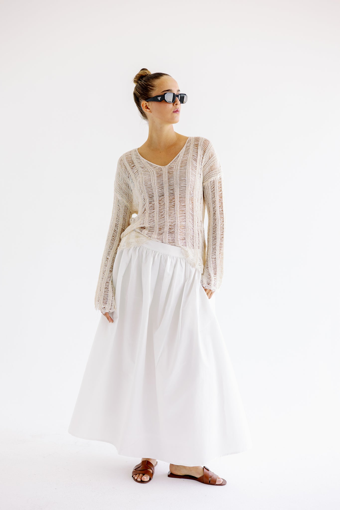 The Lined Dream Maxi Skirt in white