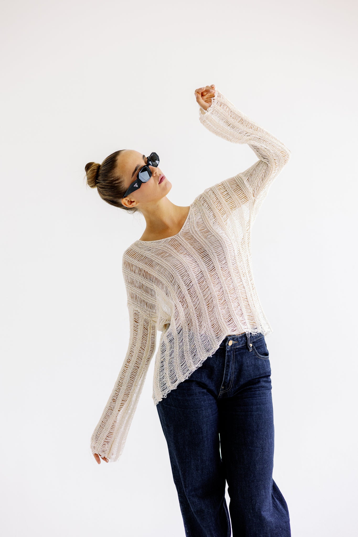 Shimmery knit Top in Sand