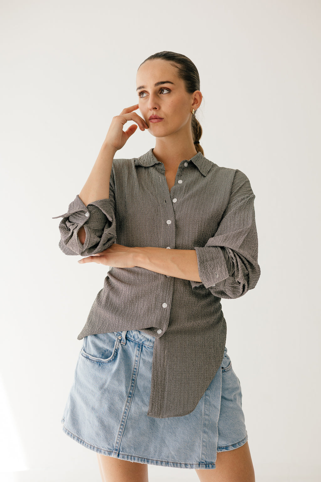 Back-wrap shirt in black