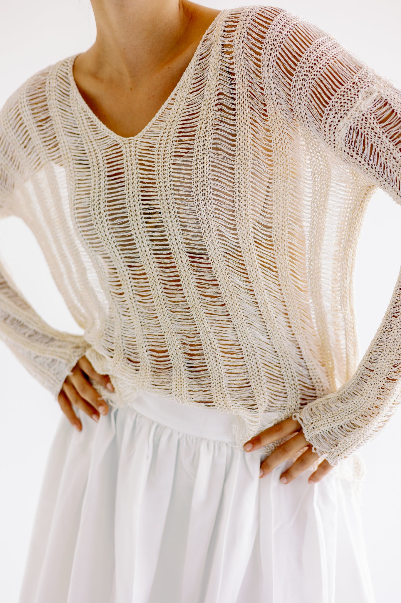 Shimmery knit Top in Sand