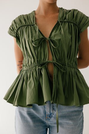 Olive Breeze Tie Top