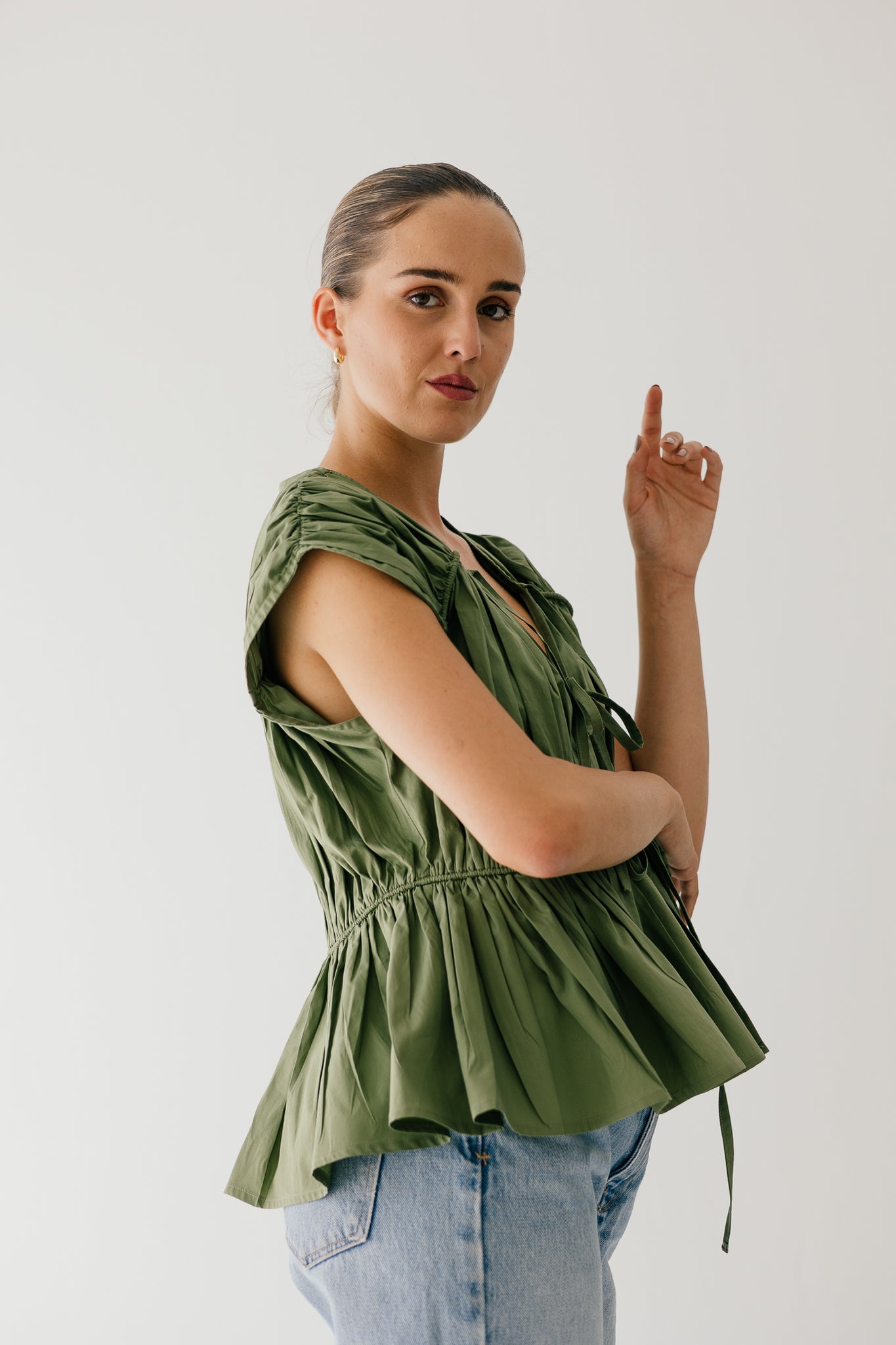 Olive Breeze Tie Top