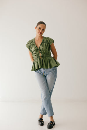Olive Breeze Tie Top