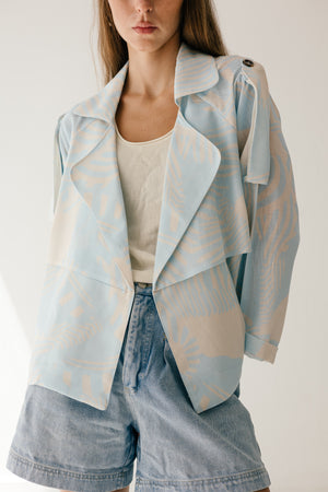 Sky Blue Linen Trench Jacket