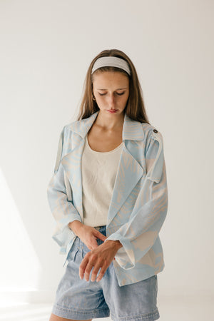 Sky Blue Linen Trench Jacket