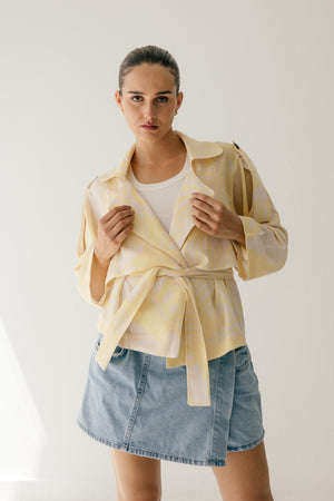 Butter Yellow Linen Trench Jacket