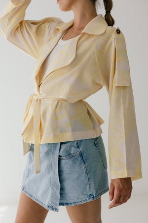 Butter Yellow Linen Trench Jacket
