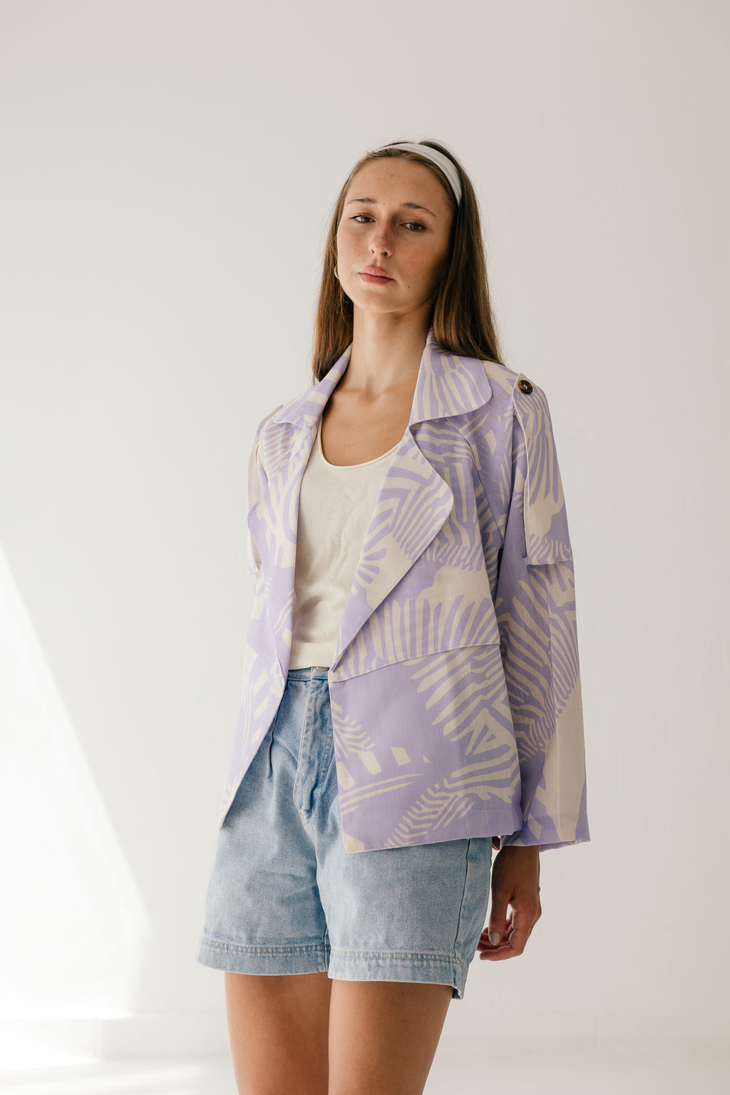 Lilac Linen Trench Jacket