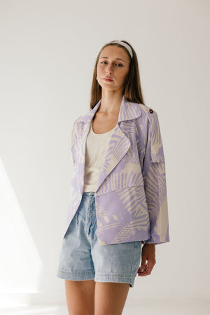 Lilac Linen Trench Jacket