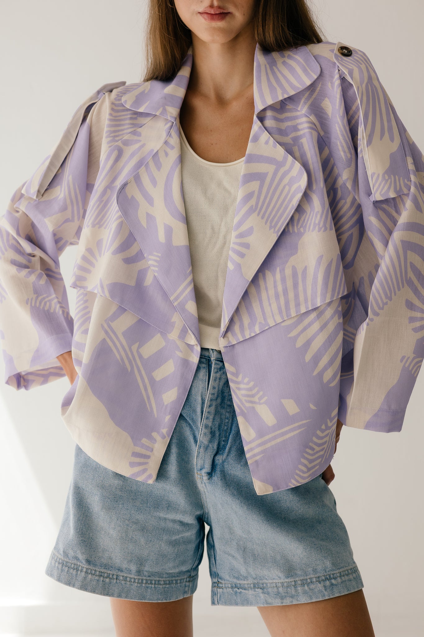 Lilac Linen Trench Jacket