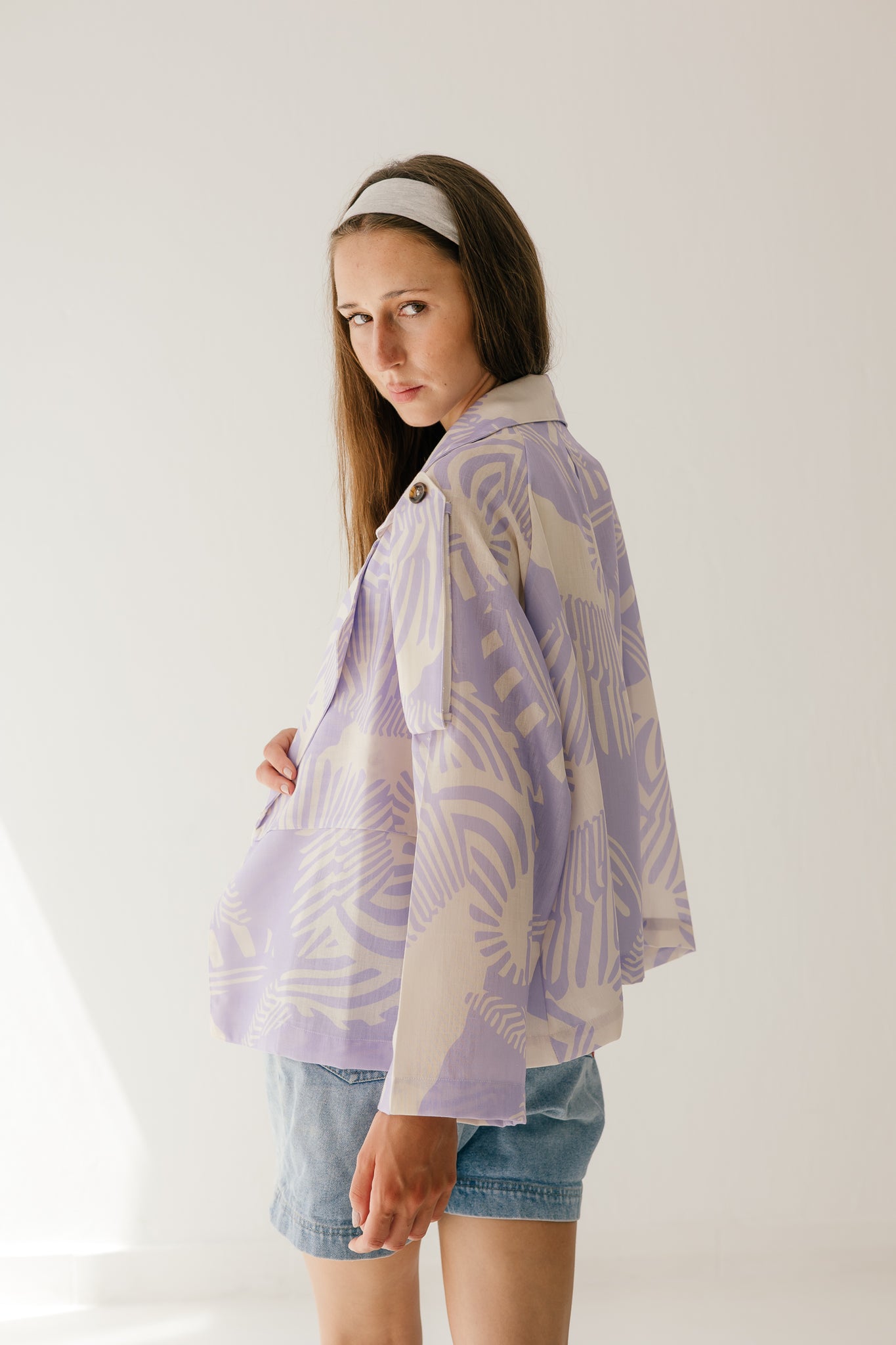 Lilac Linen Trench Jacket