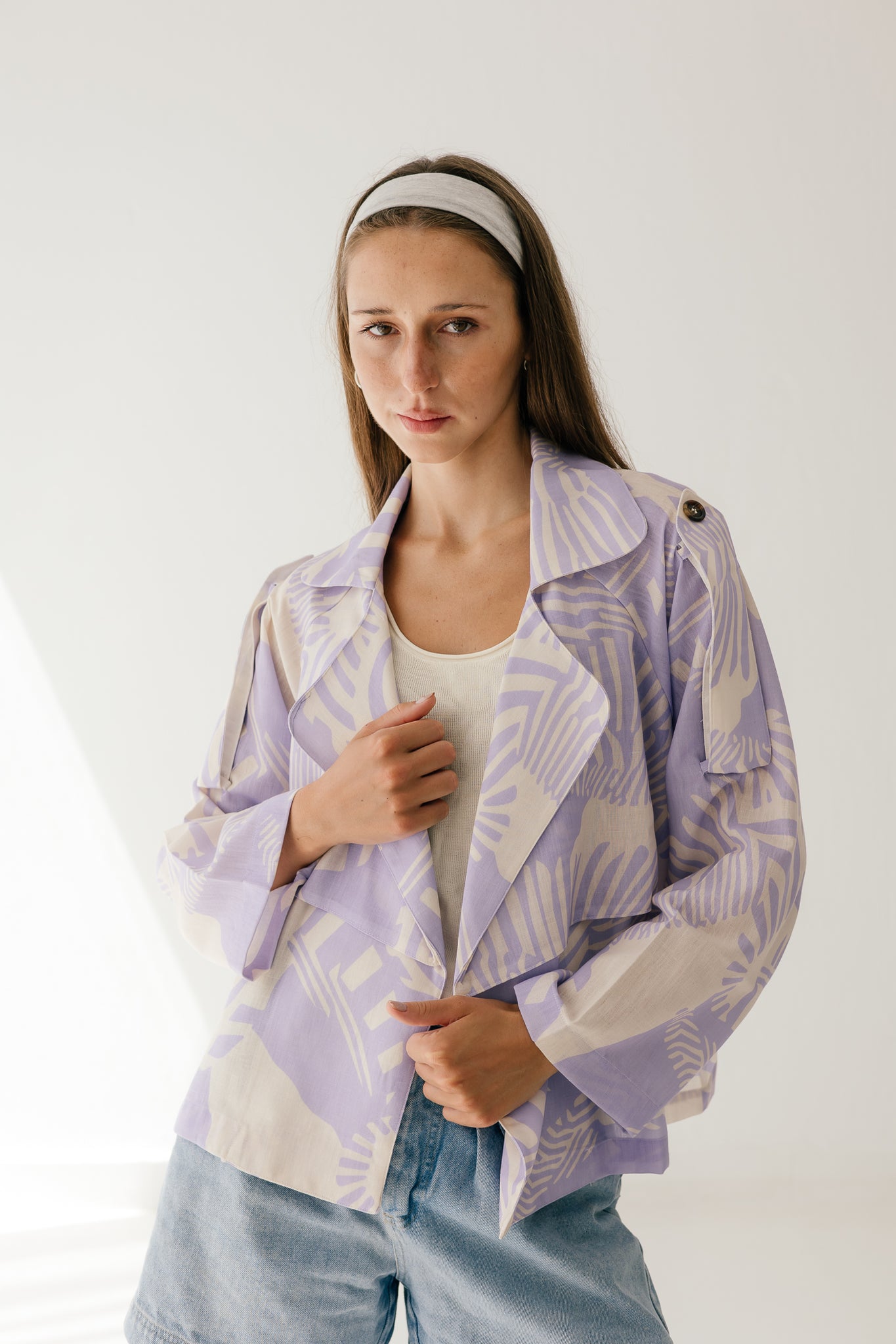 Lilac Linen Trench Jacket
