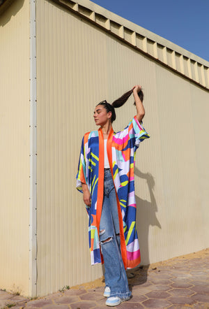 Orange Geometric Kimono