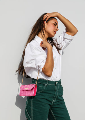 Pink Metallic Cross bag