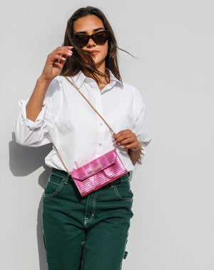 Pink Metallic Cross bag