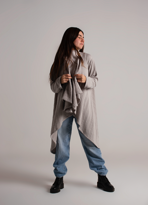 High low knit Kimono in Grey