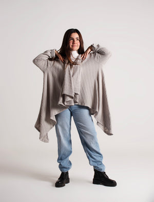 High low knit Kimono in Grey